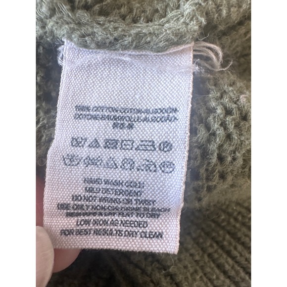 Free People Olive Green Purple Cotton Chunky Knit Sweater Large Garter Stitch - Picture 4 of 4